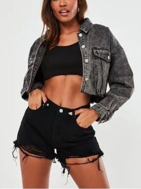 Missguided Black Denim Shorts (US 6)